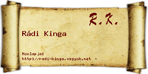 Rádi Kinga névjegykártya